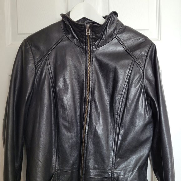 Long Black Leather Jacket Danier - Picture 1 of 7